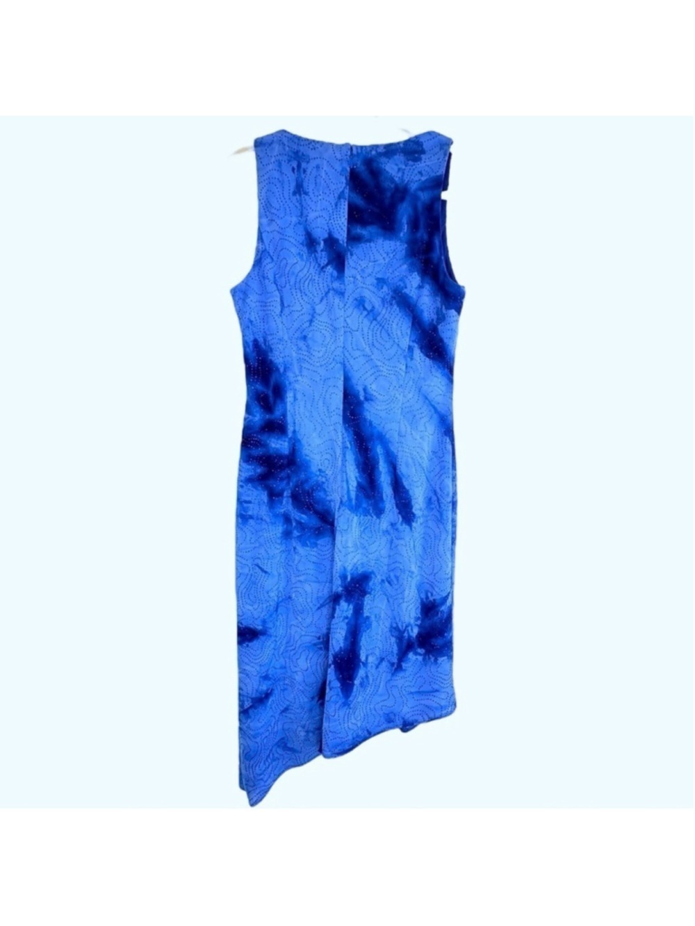 Clique USA Beaded Dress 10 [S] Asymmetric Hem Blue Rhinestones Wedding Guest - Picture 2 of 8